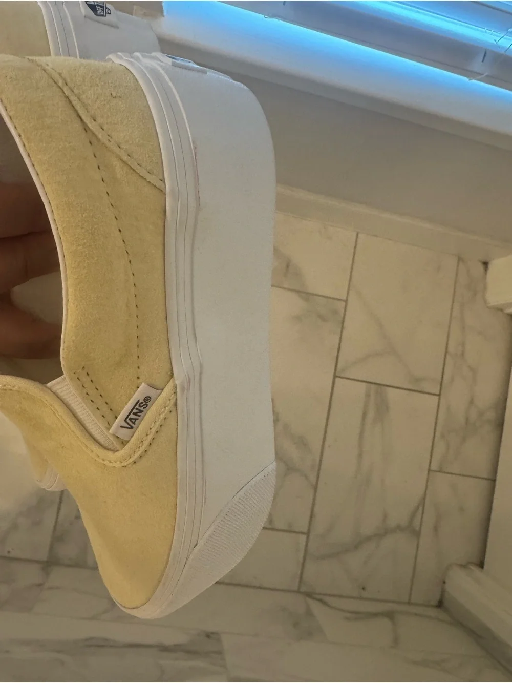 Women’s VANS 7.5 suede light yellow platform slip on